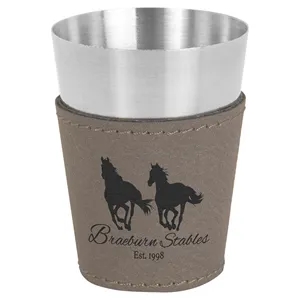 Gray 2oz. Leatherette & Stainless Steel Shot Glass