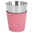 Pink 2oz. Leatherette & Stainless Steel Shot Glass | https://www.bestnamebadges.com