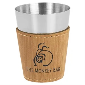 Bamboo 2oz. Leatherette & Stainless Steel Shot Glass