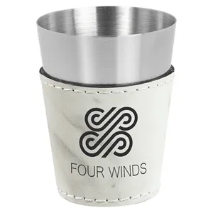 Marble 2oz. Leatherette & Stainless Steel Shot Glass
