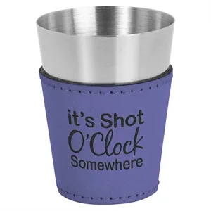 Purple 2oz. Leatherette & Stainless Steel Shot Glass