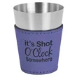 Purple 2oz. Leatherette & Stainless Steel Shot Glass | https://www.bestnamebadges.com