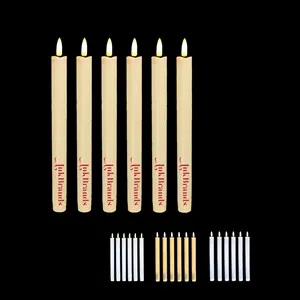 Flameless Ivory Taper Candles Flickering with 10-Key Remote