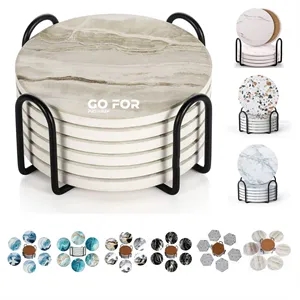 6 Pcs Drink Coasters Set with Holder