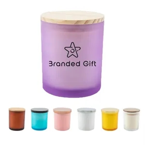 Wooden lid frosted colorful cup aromatherapy candles
