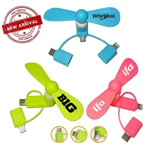 USB Mini fan with 3 in one connector with Type C | https://www.bestnamebadges.com