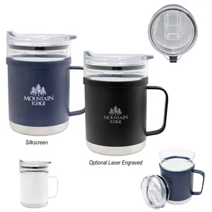 15 Oz. Glass & Stainless Steel Mug | https://www.bestnamebadges.com