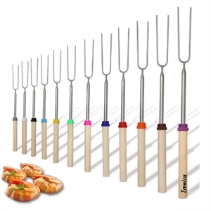 Telescopic Wooden Handle Stainless Baking Fork