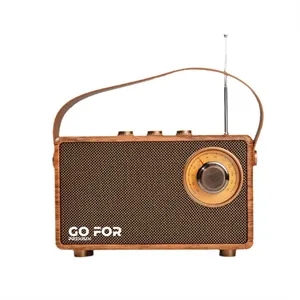 Retro Wood Bluetooth Radio with Built-in Speakers