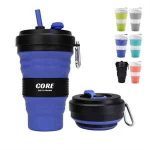 19oz Silicone Collapsible Travel Cup with Carabiner