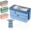3 Compartment Stackable Bento Lunch Box | https://www.bestnamebadges.com