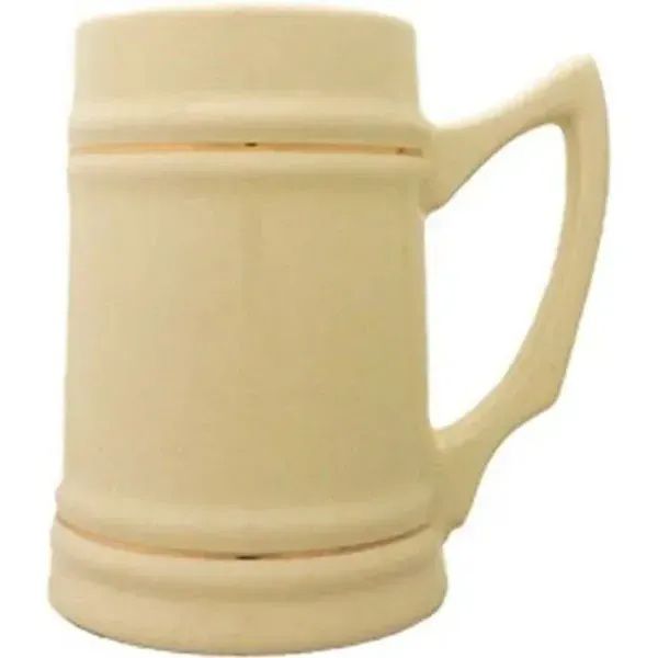 24 oz. Natural Stein with Gold Bands