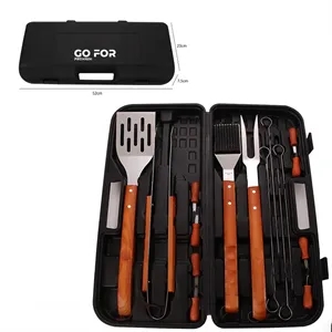 Wooden Handle BBQ Tool Set 17-Piece