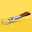 Promotional Leather And Silver Keyring Gift Keychain | https://www.bestnamebadges.com