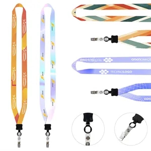 3/4" Dye Sublimated Lanyard With Clamshell and Bulldog Clip