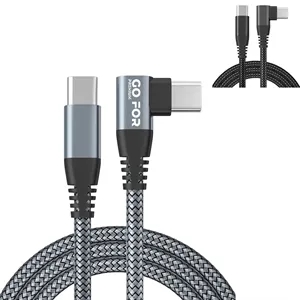 Right Angle Long-Lasting Nylon Braided USB C Charger Cable