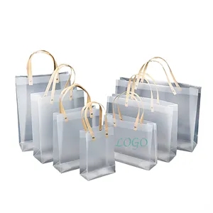 Transparent Plastic Shopping Bag Handle Retail Boutique