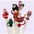 Custom Christmas Silicone Straw Topper | https://www.bestnamebadges.com