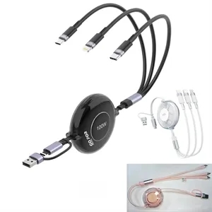 3 IN 2 100W Retractable Multi Charging Cable