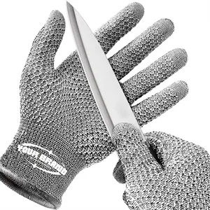 Level 5 Cut Proof Chainmail  Kitchen Safety HPPE Gloves | https://www.bestnamebadges.com
