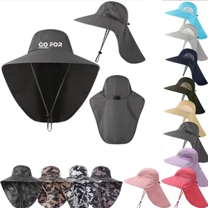 Wide Brim Sun Hat With Neck Flap