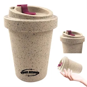 12OZ. Reusable bamboo fiber coffee wheat straw mugs cups | https://www.bestnamebadges.com