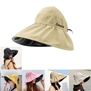 Hollow Top Uv Protection Large Brim Womens Sun Visor Hat