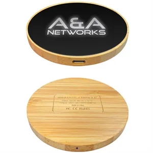 10W Wireless Bamboo Charging Pad | https://www.bestnamebadges.com