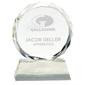 Round Facet Crystal on Clear Pedestal Base Awards | https://www.bestnamebadges.com