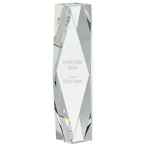 Clear Crystal Facet Tower Custom Awards | https://www.bestnamebadges.com