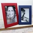 Leather Picture Photo Frame Leather Border Fabric Easel | https://www.bestnamebadges.com