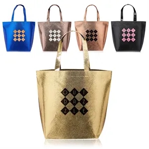 New Castle Non-woven Metallic Tote Bags | https://www.bestnamebadges.com