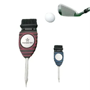 3-In-1 Golf Club Brush Groove Cleaner W/ Magnetic Ball Mark