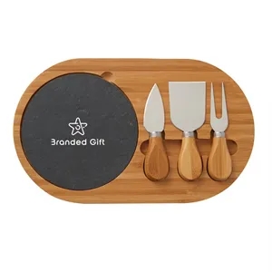 4-Piece Oval Slate Cheese Board Set