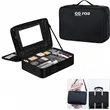 Multi-Layer Travel Cosmetic Bag with Mirror | https://www.bestnamebadges.com