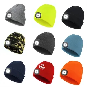 Knit cap with LED lights Repeatable USB Charging beanie hat
