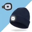 Knit cap with LED lights Repeatable USB Charging beanie hat | https://www.bestnamebadges.com