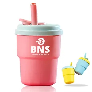 12 oz Student Drinking Mug with Silicone Straw and Lid