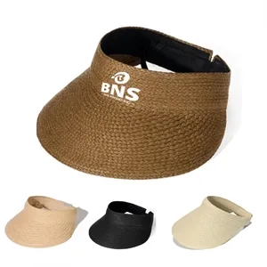 Straw sun hat with adjustable shade,visor hat for women