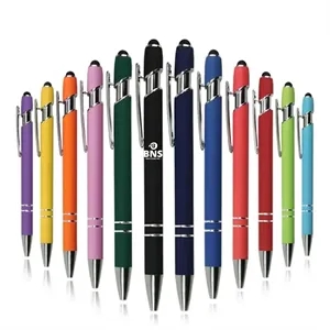 Rubberized Soft Touch Ballpoint Pen with Stylus Tip