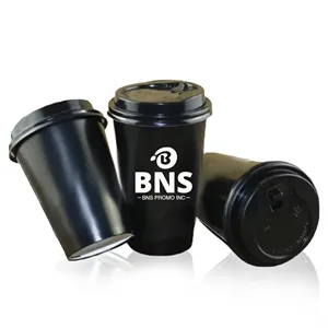 Disposable 16 oz paper coffee cups with lids for drinks