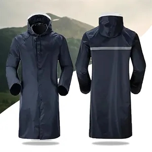 Waterproof Long Rain Jacket Lightweight Reflective Rainwear