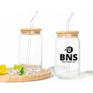 16 oz Glass Jar Drink Cup with Lid and Straw Canister Cup