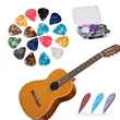 Multi-coloured Celluloid Guitar Plectrum with Storage Case | https://www.bestnamebadges.com