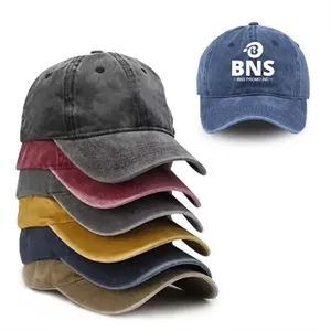 Vintage Washed Distressed Cotton Adjustable Unisex Dad-Cap