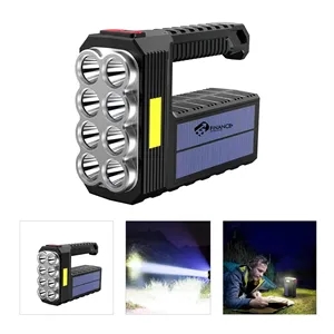 Solar Rechargeable Flashlight With Cob Sidelight