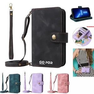 Leather Zipper Pocket Card Holder Protective Phone Cover