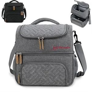 Dual Compartment Lunch Bag Tote with Shoulder Strap