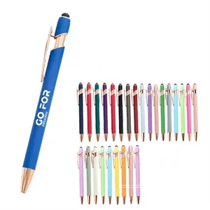 1.0Mm Medium Pointrose Gold Metal Ballpoint Pen With Stylus