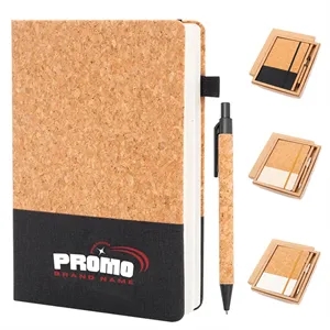Eco Friendly Cork Gift Soft Wood Notebook Set with Pen | https://www.bestnamebadges.com